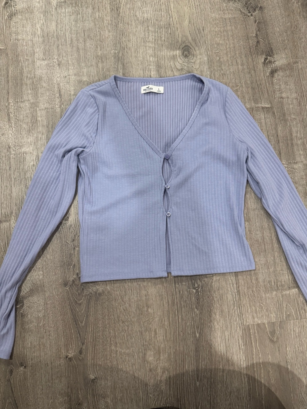 Ribbed V-Neck Button-Front Top